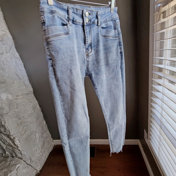 French girl style Light Washed Stretchy High-Rise Seamless Ankle Skinny Jean - Picture 1 of 10